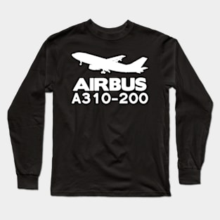 Airbus A310-200 Silhouette Print (White) Long Sleeve T-Shirt